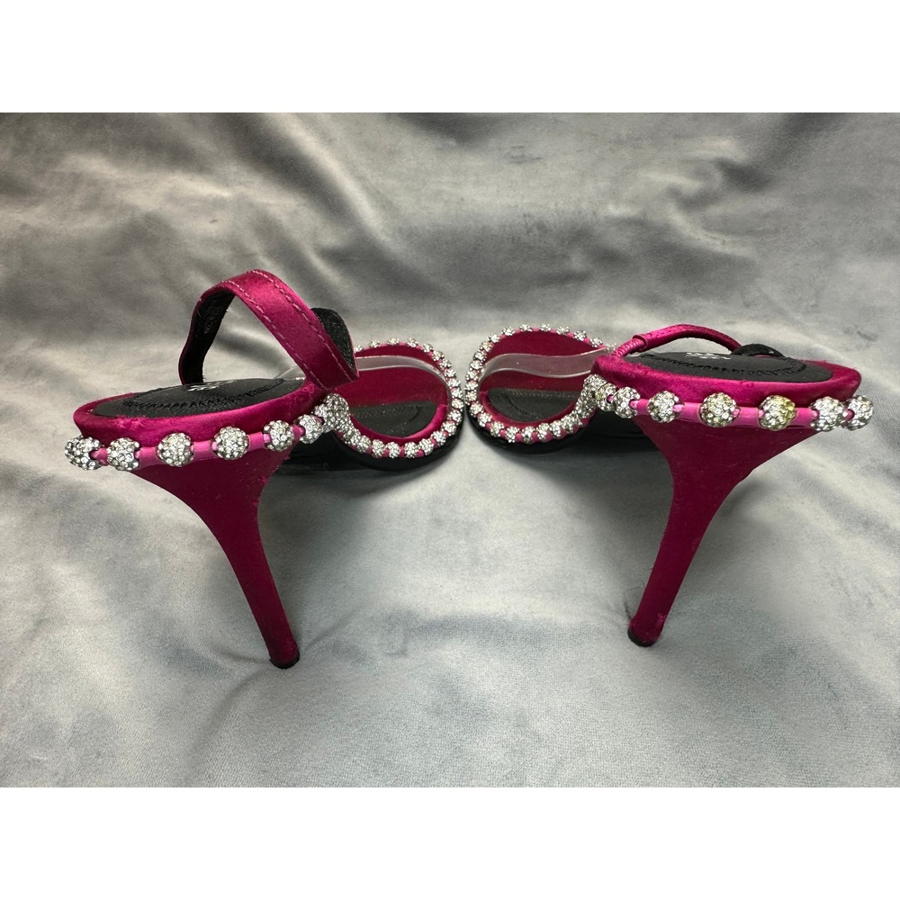 Alexander Wang Nova PVC Slingback Heels Fuchsia Satin Crystal Trim EU 36 - Picture 10 of 16